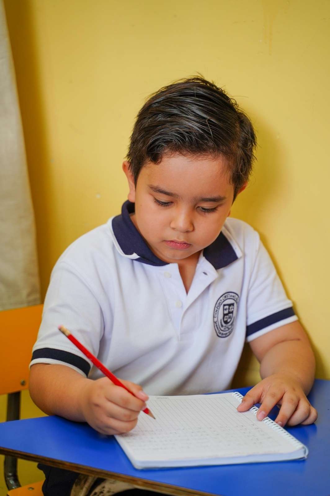 Niño escribiendo en un cuaderno